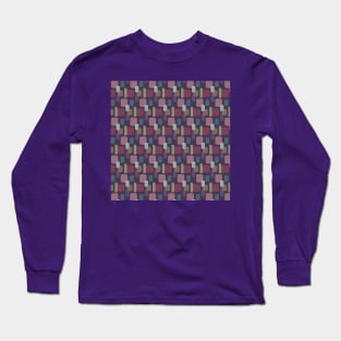 Purple Abstract Round Squares Pattern Long Sleeve T-Shirt